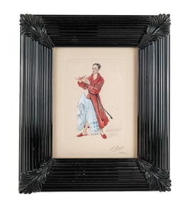 Stanislao LEPRI: Man In Red Robe - Colored Etching