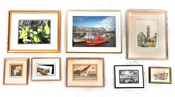 Eight Assorted Framed Art Works