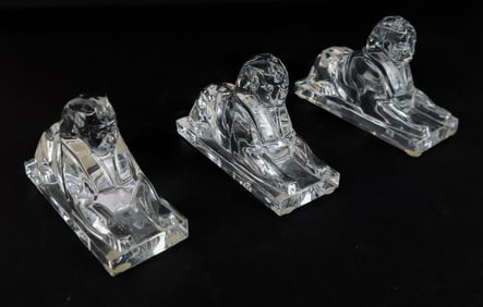 Baccarat Crystal Sphinx Paperweights, 3