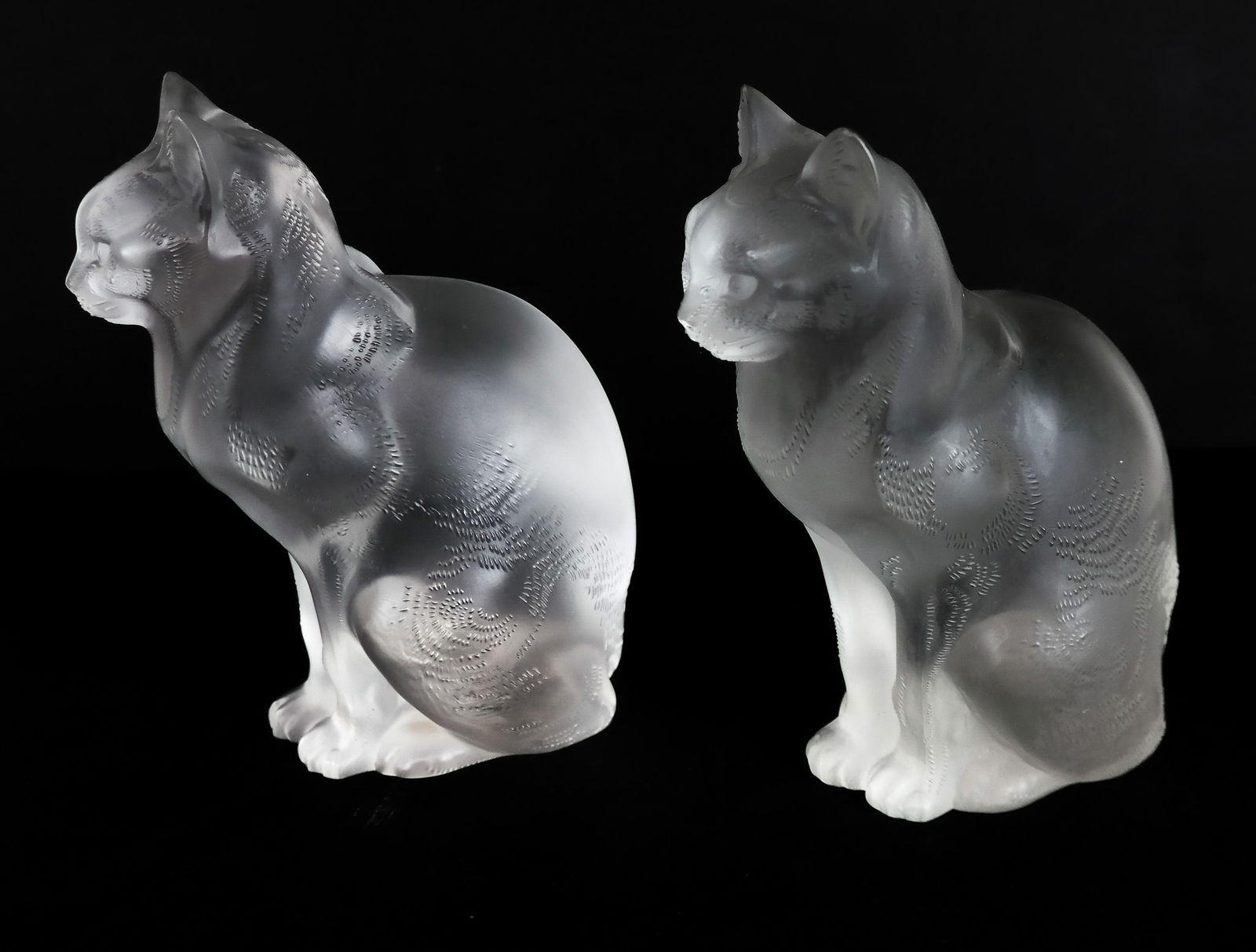 Lalique Crystal Cat Figures, Pair (1 of 7)