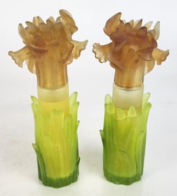 Pair Daum "Jonquille" Pate de Verre Perfumes