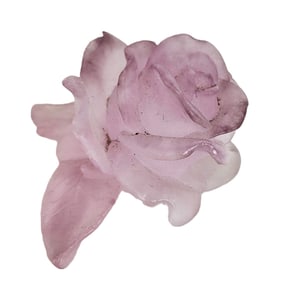 Daum France Pate de Verre Rose Paperweight