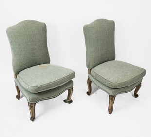 Pair of French Provincial Painted Slipper Chairs