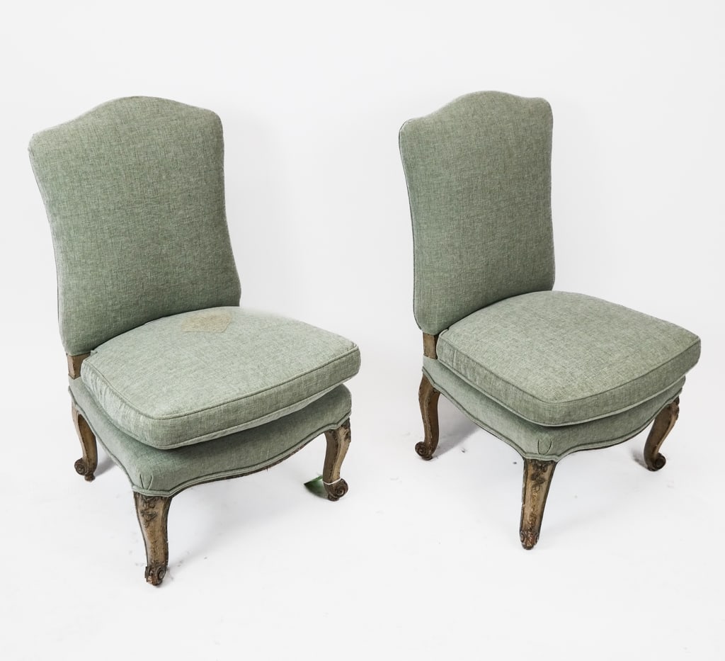 Pair of French Provincial Painted Slipper Chairs (1 of 12)