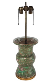 Chinese Famille Verte Porcelain Vase Mtd as Lamp