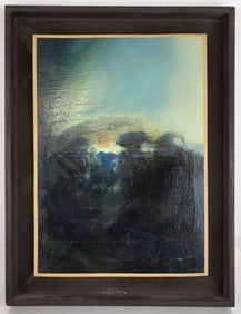 Eric LEPOUREAU: Abstract In Blues - Oil Painting