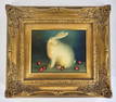 Signed HARRIS: Rabbit With Strawberries - Oil Painting