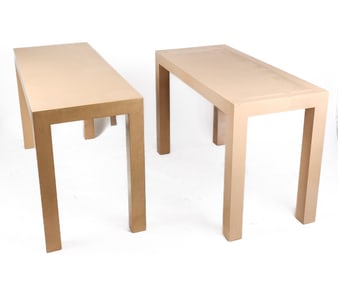 Two Cream Mid-Century Modern Parsons Tables