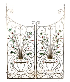 Pair of Victorian Floral Decorated Bronze Gates