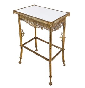 French Bronze And Marble Table
