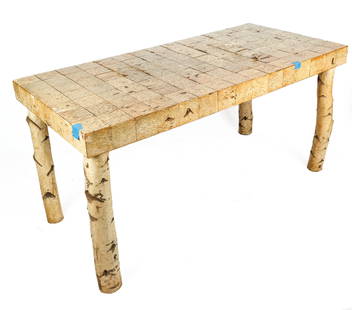 White Birch Veneer Parsons Table