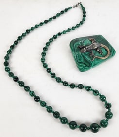 Malachite Necklace & Silver Salamander