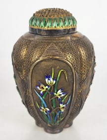 Gilt Silver and Enamel Tea Caddy