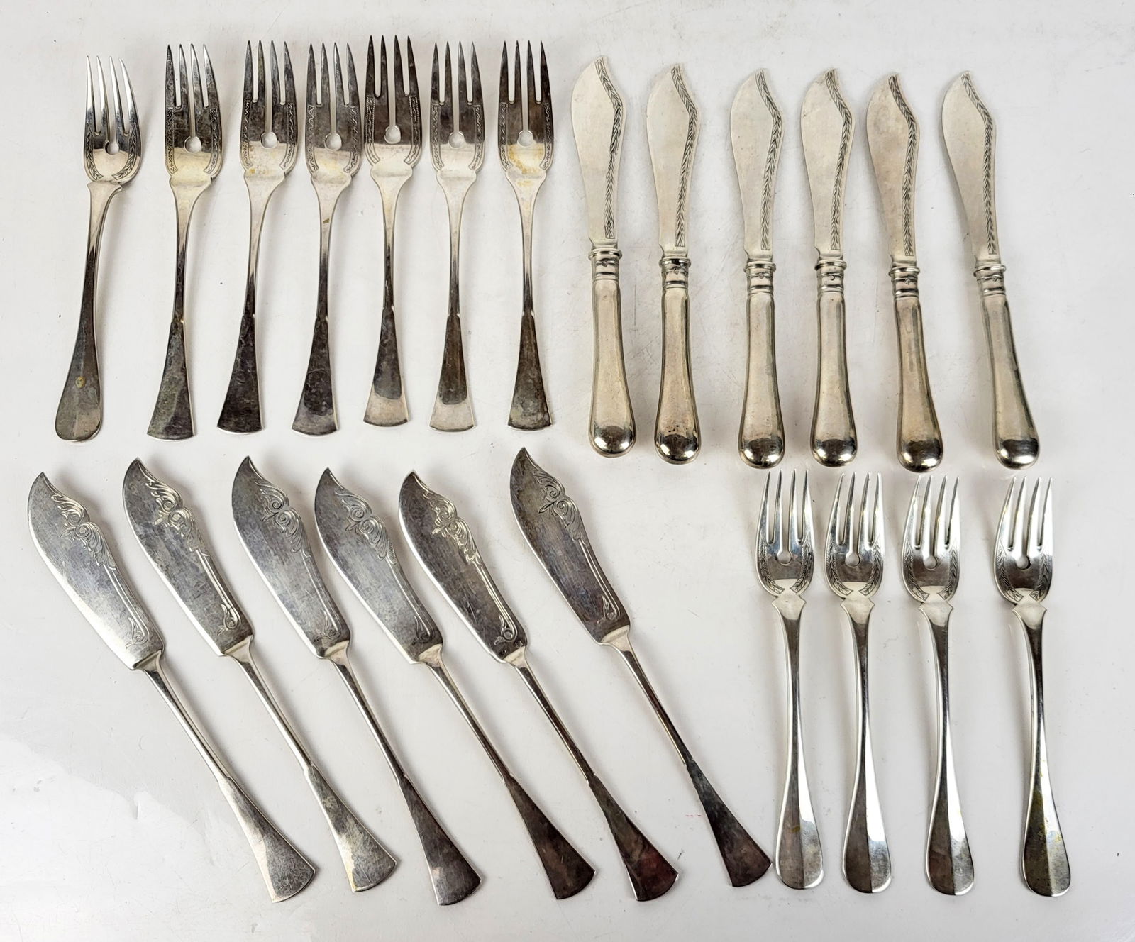 2 Sets of Hungarian Silver Fish Knives and Forks (1 of 9)
