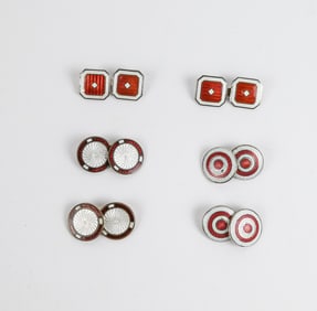 3 Pairs of Guilloche Enamel Cufflinks