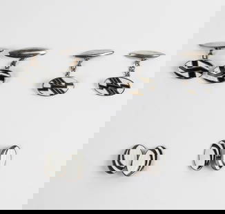 3 Pairs of Art Deco B&W Enamel Cufflinks