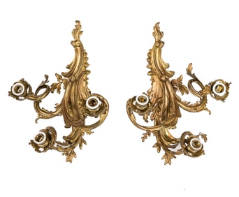 Pair of Louis XV Gilt Bronze Sconces