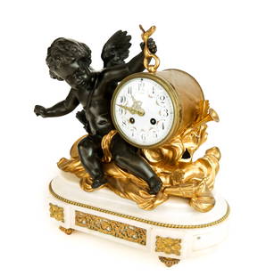 Louis XVI Figural and Marble Mantle Clock