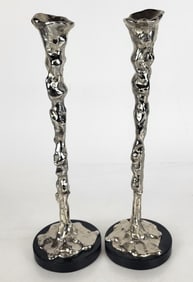 Michael Aram Pair of Brutalist Candlesticks