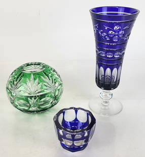 Three Cut to Clear Glass Tablewares