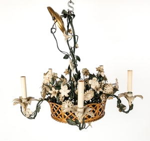 Venetian Floral Decorated Tole Chandelier