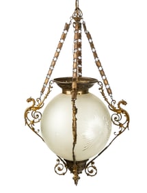 Victorian Cut and Frosted Glass Chandelier