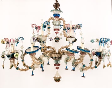 Palatial Murano Glass Gondola Chandelier