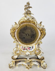 French Decorated Porcelain Mantel Clock