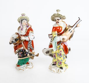 Meissen Two Porcelain Musician Figures