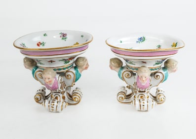 Meissen Pair of Figure Porcelain Master Salts