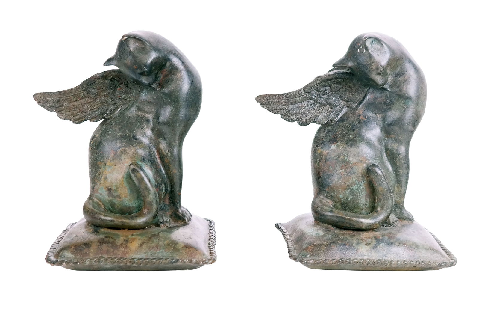 After Pierre Chenet Bronze Winged Cat Bookends, 2 (1 of 9)