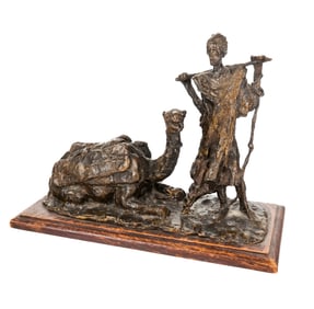 French Sculpture Of A Man And Camel