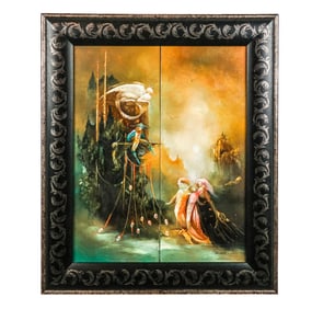 Anne BACHELIER Oil on Panel Diptych in a Frame