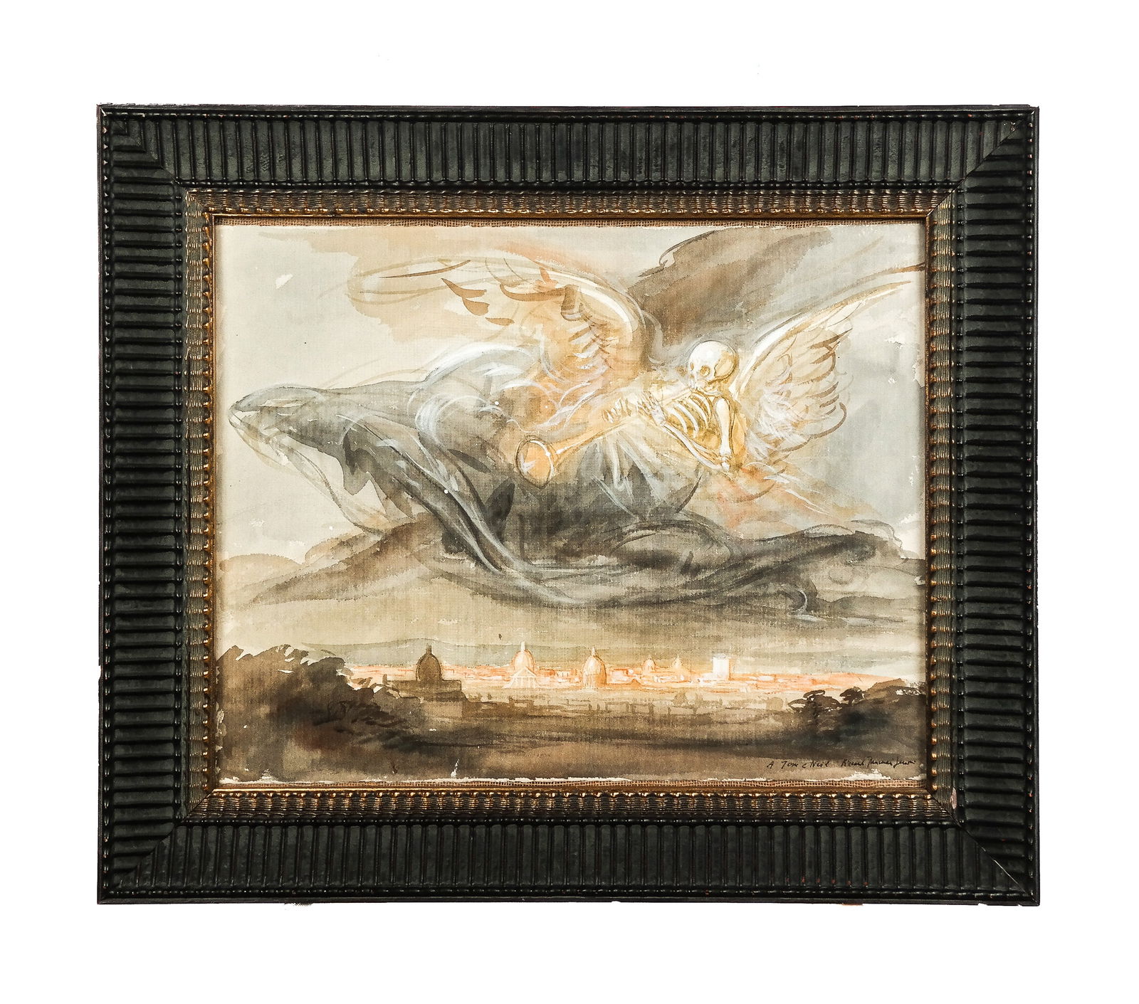 Illegibly Signed Watercolor Landscape of Rome (1 of 11)