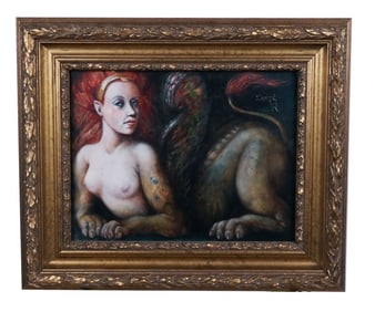 Fabrizio RICCARDI "Sphinx" Oil on Panel