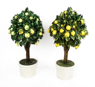Capodimonte Pair of Lemon Topiaries