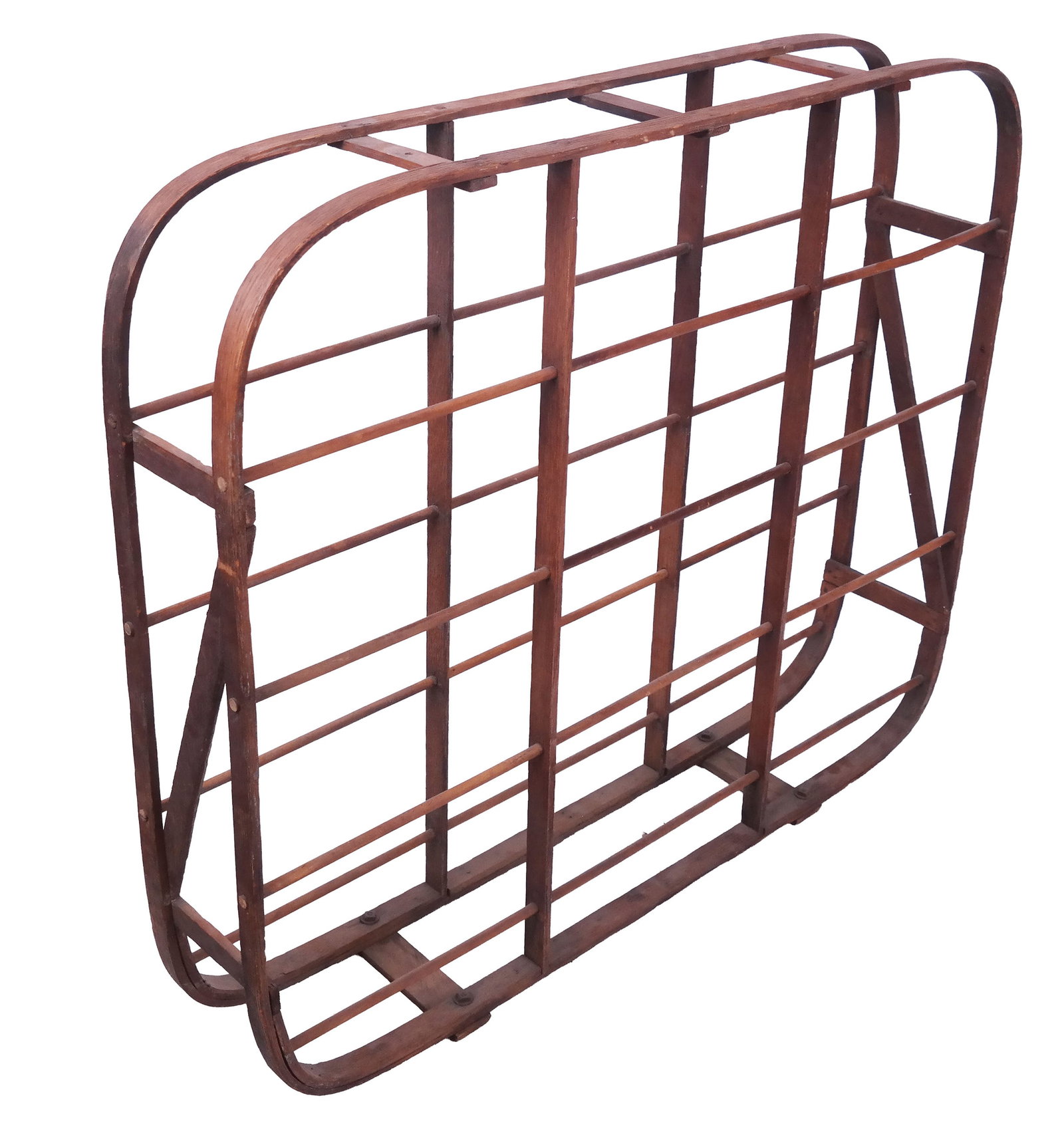 Arts & Crafts Bentwood Hat Holder: Arts & Crafts American bentwood hat holder, early 20th century, in slat and dowel design. [35" H x 41" W x 7.5" D]. In good condition. From the distinguished collection of Neil Zukerman.