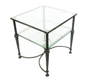 French Iron Two-Tier Glass Inset Table