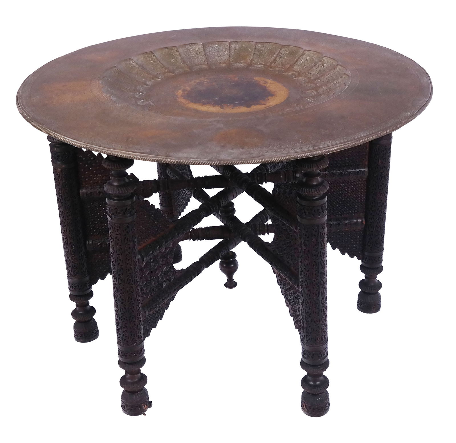 Burmese Ornate Brass Top Table (1 of 7)