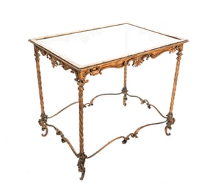 French Gilt Bronze Glass-Inset Table