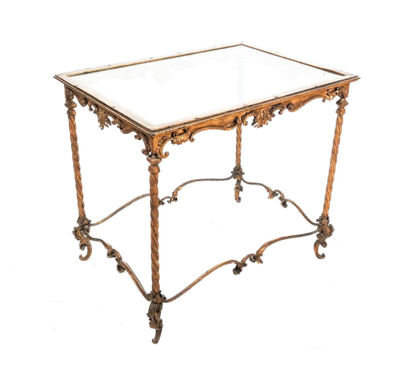 French Gilt Bronze Glass-Inset Table (1 of 5)
