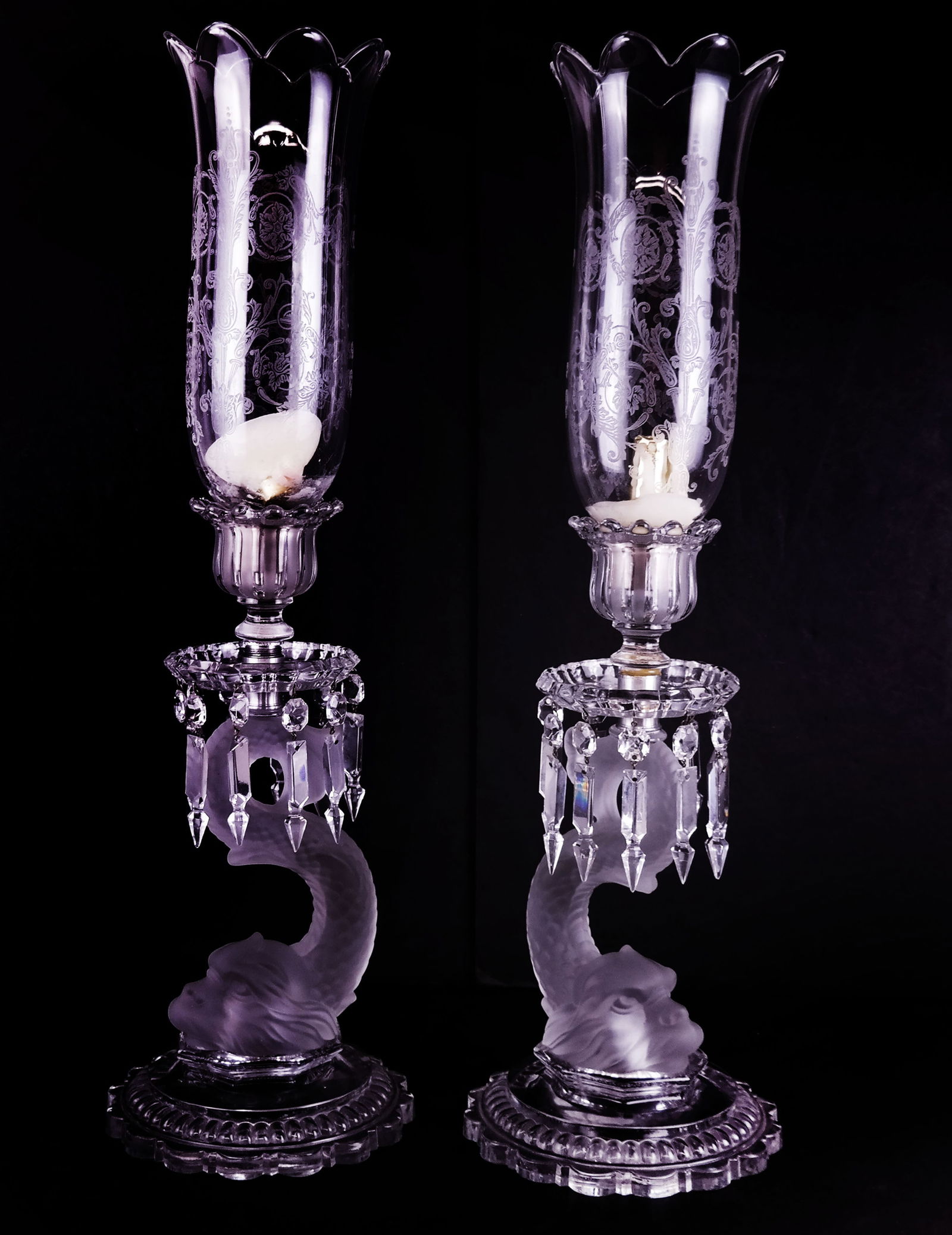 Baccarat Pair Lustre Dolphin Candlesticks (1 of 17)