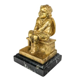 Juan CLARA: Child On Chair - Sculpture