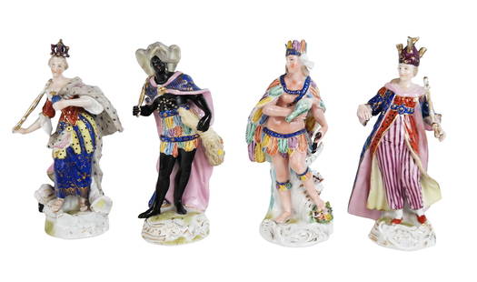 Sitzendorf Porcelain Polychrome Figures, 4