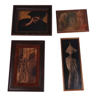 Four Paintings in Frames