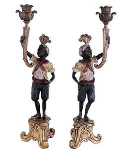 Pair of Cold-Painted Blackamoor Candlesticks