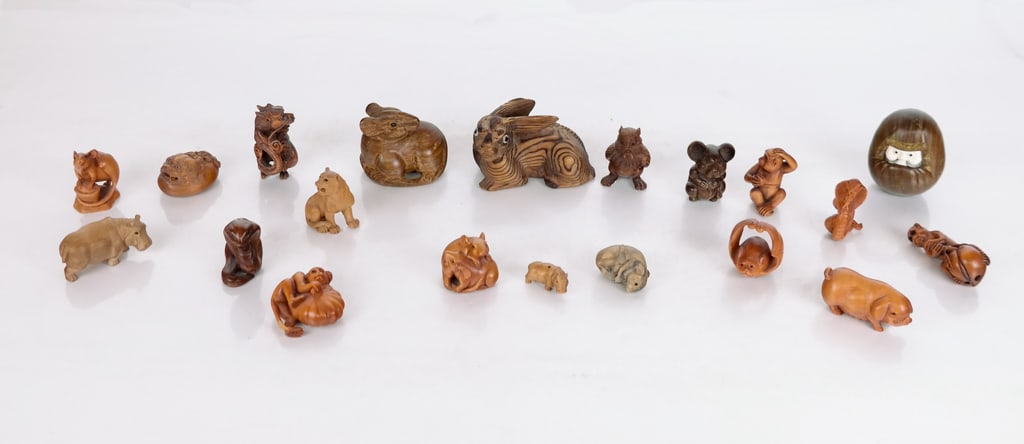 Group Hand-Carved Wooden Beads and Netsuke, 20 (1 of 20)