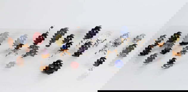 Collection of Egg Shaped Ornaments with Stands, 23