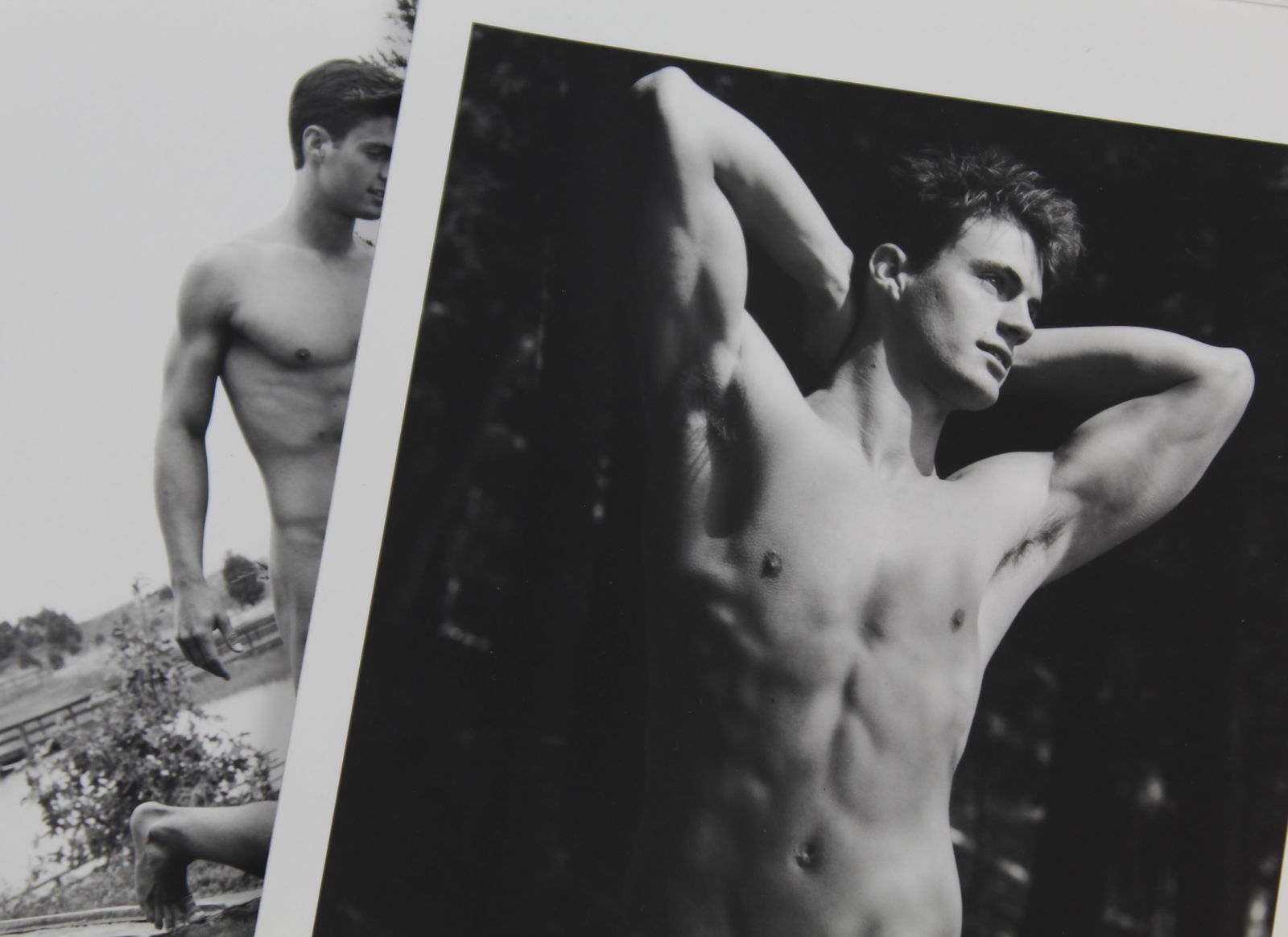 Bruce WEBER: Two Signed Silver Gelatin Nude Portrait Prints: Bruce Weber (American, b. 1946) a collection of two unframed silver gelatin prints depicting nude portraits of men in nature. Each pencil signed and dated to reverse, 2007, with further annotations an