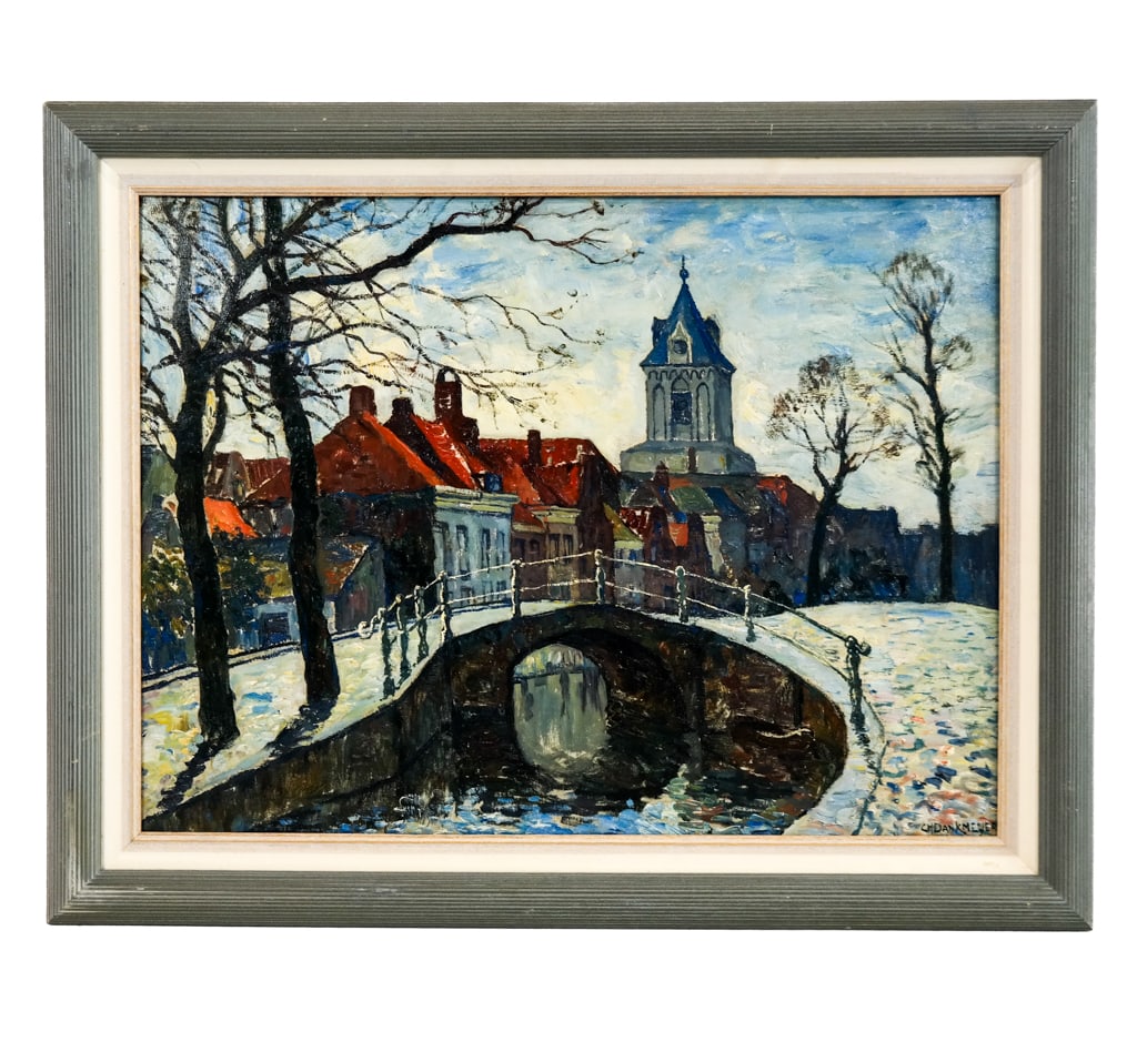 Attrib. C. DANKMEIJER: Canal Scene - Oil on Canvas (1 of 12)